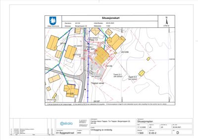 Situasjonskart som viser tomtetillhørighet, naboeiendommer og bygningstilhørighet for eiendommen 24139.
