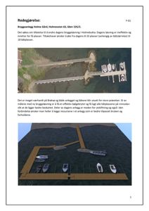 Et dokument som inneholder en redegjørelse for et bryggeanlegg, med to bilder: et flyfoto av dagens anlegg og en 3D-visualisering av den foreslåtte løsningen.