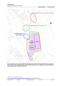 Situasjonsplan som viser regulert arealplan for Kirkvollan industriområde, med plassering av eksisterende og planlagt Tydal Datacenter AS.