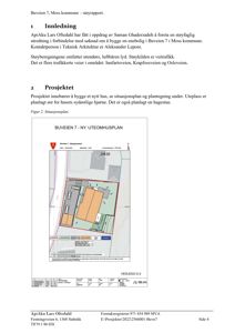 Situasjonsplan som viser plassering av nytt uteomhus i forhold til eksisterende bygninger og veier.