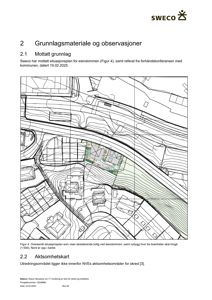 Oversendt situasjonsplan som viser eksisterende bolig ved eiendommen, samt nybygg hvor tre boenheter skal inngå (1:500). Nord er opp i kartet.