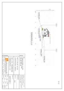 Situasjonsplan (terrengprofil) som viser terrengform, høydemål og bygningens plassering i forhold til terrenget.