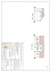 Fasadetegning som viser bygningens utseende fra nord og øst.