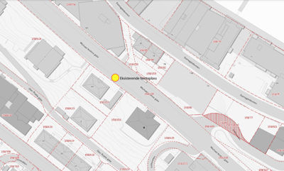 Situasjonsplan som viser tomtegrenser, eksisterende bygninger, gater (Dørmegårdsveien, Michael Krohnsgate, Olav Rustads gate) og høydemålermerker.