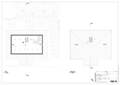 Bruksendring med to etasjeplaner (Loft og Takplan) som viser romfordeling, møblering og konstruksjon.
