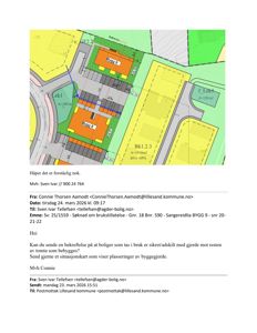 Situasjonsplan som viser tomt, bygninger (Bygg 8 og Bygg 9), gjerder, veier og arealoppdelinger.