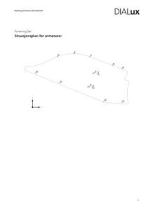Situasjonsplan for armaturer i parkeringsområdet Sør.