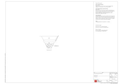 Tegning som viser et grafessnitt med spesifikke krav til dybde og vinkel for utgravning.