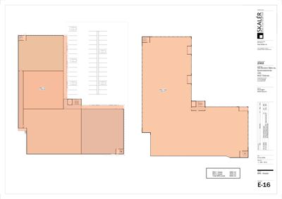 Etasjeplan (E-16) som viser romfordeling og arealoppdeling for et leilighetseiendom.
