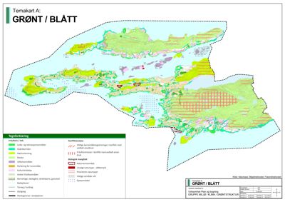 Et kart (temakart) som viser en geografisk område med fargekodet informasjon om landbruk, natur og konflikter.