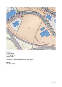 Situasjonsplan som viser tomtens beliggenhet i forhold til veier (Sulitjelva, Riksvei 8), naboeiendommer og topografi.