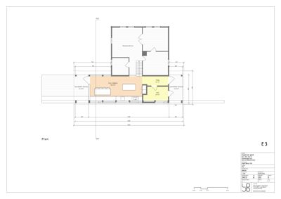 Etasjeplan (Plan) som viser romfordeling, dimensjoner og arealer for et hus.
