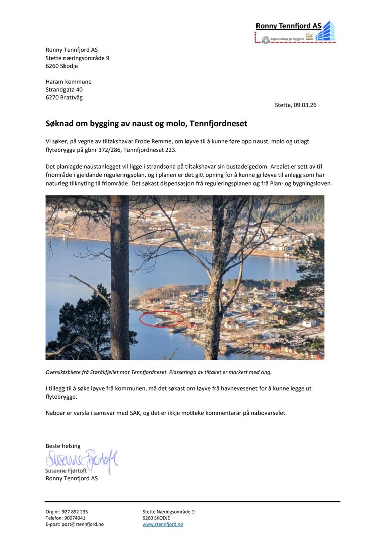 Fotografi av Tittakshavet sett fra Stråkjølet, med et rødt sirkelmerke som markerer plasseringen av det planlagte tiltaket.