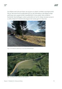 Fotografi av et utendørs område med vei, trær og fjell i bakgrunnen, illustrert i en rapport.