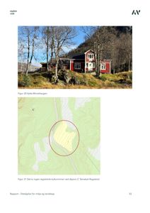 Bildet viser en topografisk kartutsnitt (Temakart Rogaland) med et område markert i gult og rødt, som viser terrengforhold og infrastruktur.