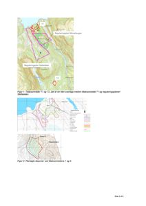 Bildet viser kart med topografi, reguleringsplaner og planlagte deponier i et område.