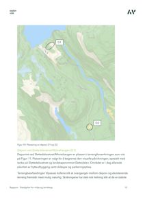 Kart som viser topografi, vann og plassering av to deponier (D1 og D2) i et landskap.