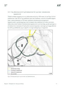 Situasjonsplan som viser planlagt tunnelanlegg (adkomst og nye tunneler) i forhold til eksisterende anlegg og topografi.