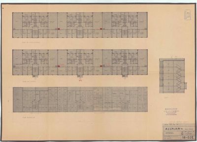 Plantegning som viser romfordeling for flere etasjer (eller deler av et bygg) med romnummerering og funksjonsbeskrivelser.