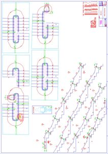 Detaljtegning av en trapp med oppgitt mål for trinn, høyde og bredd.