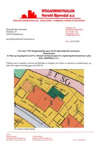 Kart som viser eiendomsgrunnplaner (gnr/bnr) og en markert terrasse (grønt).