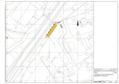 Situasjonsplan som viser plassering av ladepunktene i forhold til eksisterende infrastruktur, veier og nabolag.