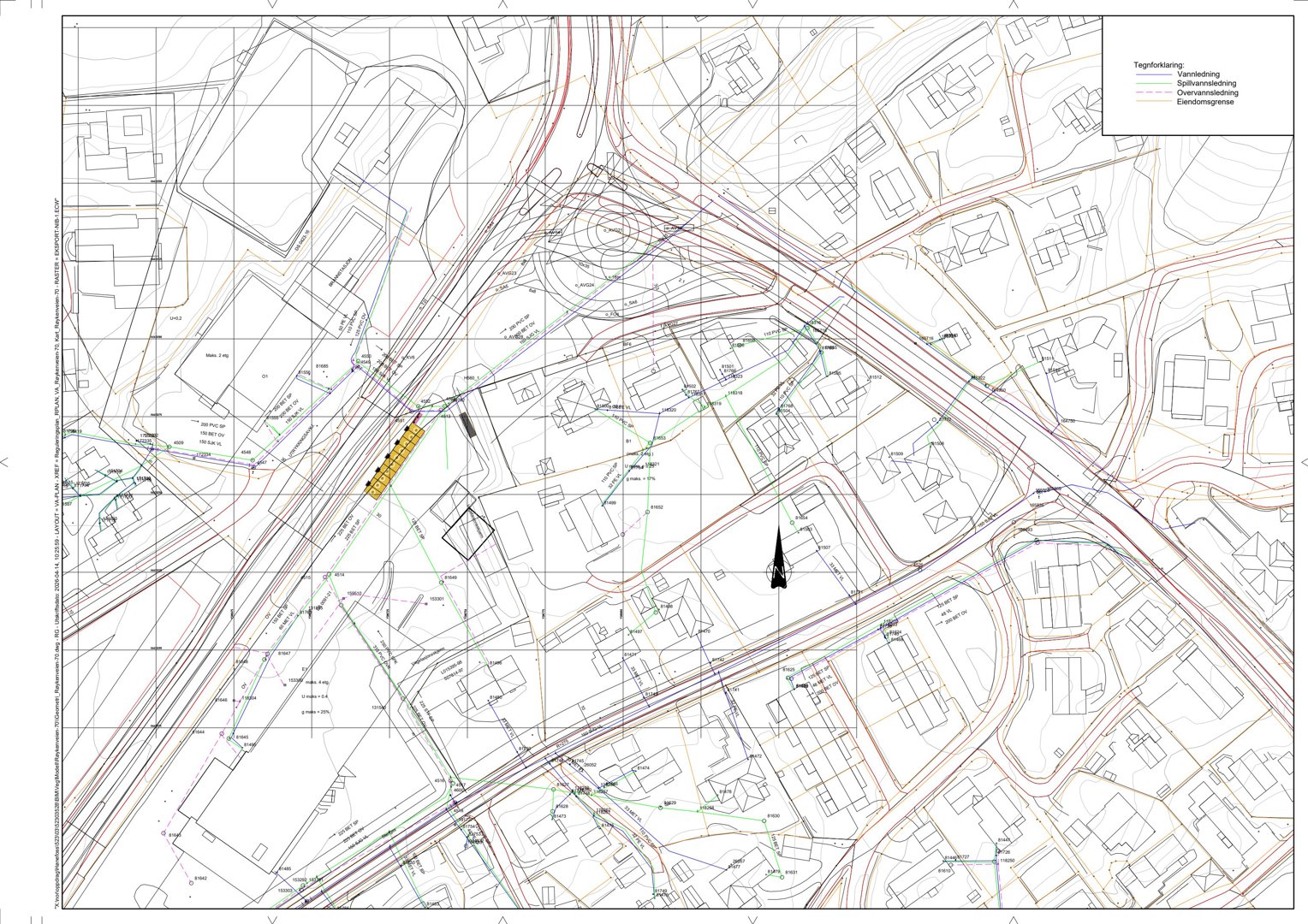Situasjonsplan som viser tomtens plassering i forhold til nabolag, veier og infrastruktur.
