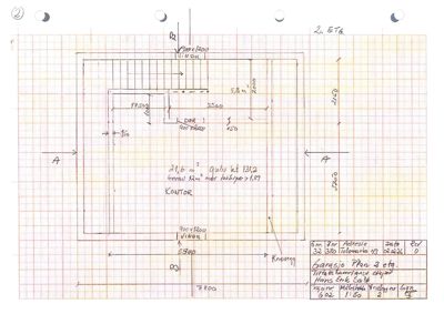Etasjeplan for 2. etasje (2. ETG) som viser romfordeling, dimensjoner og en garasje.