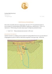 Et situasjonskart eller tomtetekart som viser eiendomsgrunnlinjene (Høyiveien 2) og arealbruksinndeling (LNF/LNFR).