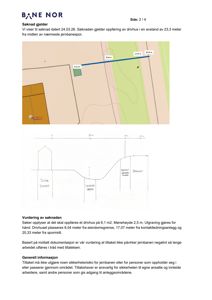 Situasjonsplan som viser plassering av et planlagt drivhus i forhold til eiendomsgrense, kontaktledningsanlegg og jernbanespor.