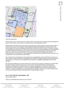 Utsnitt fra en situasjonsplan som viser tomtens form, naboeiendom og planlagt utbygging.