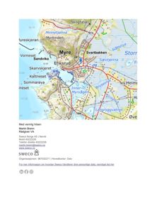 Et kart som viser et geografisk område med navn på steder som Myre, Skogheia og vannområder.