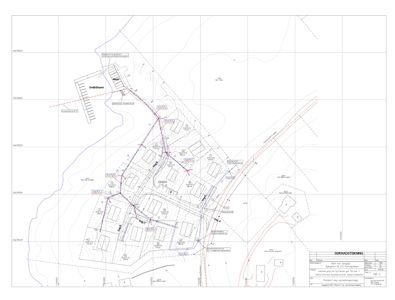 Situasjonsplan som viser tomtens beliggenhet, grenser, eksisterende og planlagt infrastruktur (veier, vann, avløp), samt bygningers plassering og høyder.