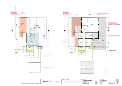 Plantegning som viser romfordeling og dimensjoner for to etasjer (Plan u og Plan 1) av en bygning.