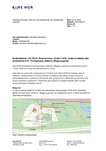 Situasjonsplan som viser eiendommen gnr/bnr 115/32, naboeiendommen 115/50, og plassering av planlagt garasje, støttemur og tilbygg i forhold til jernbanesporet.