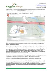 Situasjonsplan som viser eiendommen, garasjeplassering, naboeiendommer og terrengforhold.