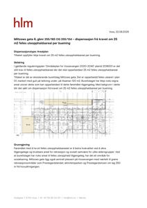Et arealplan som viser romfordeling og felles uteområder (merket 70 m2 og 50 m2) i plan O1 for borettslaget Miltzows gata 6.
