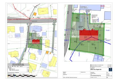Situasjonskart som viser tomtens plassering i forhold til nabolag, veier og bygninger.