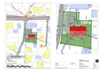 Situasjonsplan som viser tomtens plassering i forhold til nabolag, veier og eiendommer.