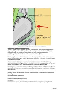 Kartutsnitt som viser byggets plassering i forhold til regulert byggegrense og snusirkel.