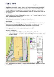 Situasjonskart som viser plassering av brakerigg (markert med lilla farge) i forhold til eksisterende infrastruktur og eiendomsgrenser.