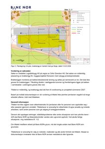 Situasjonsplan som viser plassering av en brakerigg (merket med gul farge) i forhold til eksisterende infrastruktur, inkludert Bane NORs jernbanespor og kabler.