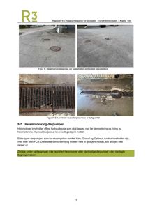 Fotografier fra en miljøkartlegging som viser bensinstasjon, oljeutskiller og sandfangrenner.