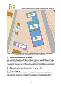 Situasjonsplan som viser plassering av ulike bygninger (bensinstasjon, verksted, garasje) på eiendom ved Trondheimsvegen 144 i Kløfta.