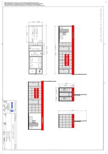 Fasadetegning for en DRIV bensinstasjon, som viser oppriss av fasaden med vinduer, dører og mål.