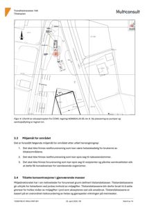 Situasjonsplan som viser tomtens beliggenhet, grenser, nabolag og plassering av nye tiltak (pumper og sentralpåløfting).