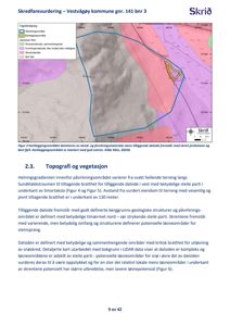 Kart over et kartleggingsområde som viser geologiske lag (skred- og forvitringsmateriale) og terrengform (helning).
