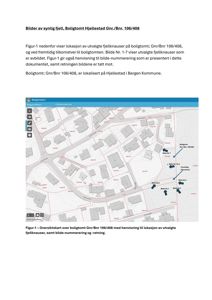 Oversiktskart over boligtomt Gnr./Bnr. 106/408 i Hjelleset, Bergen Kommune, med markerte fjellknuser og fremtidig tilkomstvei.