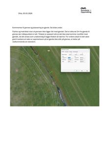 Et flyfoto av et område med overlagte målepunkter og en dialogboks for koordinatmåling.