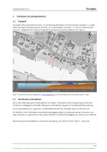 Kartutsnitt (topografisk kart) med overlagte høydekurver og en profilgraf for terrengforhold.
